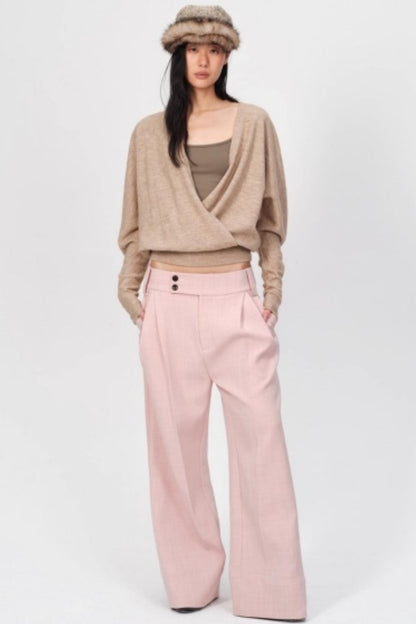 Thickened Oatmeal V-Neck Top