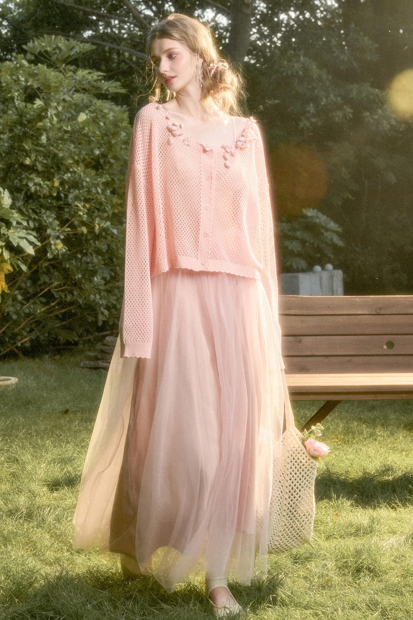 Galaxy Ice Silk Hollow Cardigan