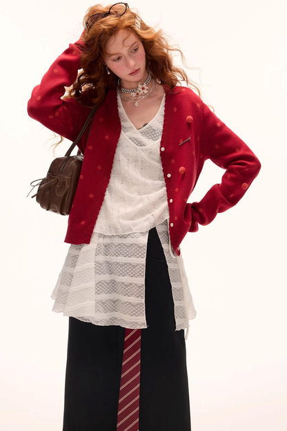 Polka Dot Asymmetrical Cardigan