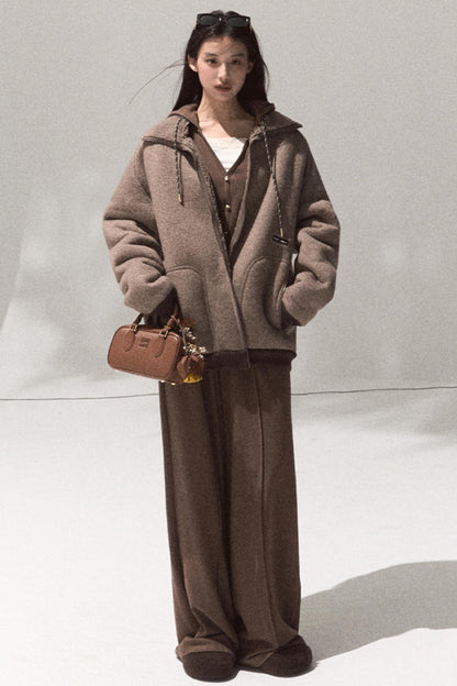 Tears Knit Top & Wide-Leg Pants Set-Up