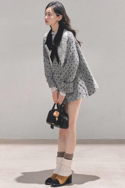 Lace Plaid Winter Coat