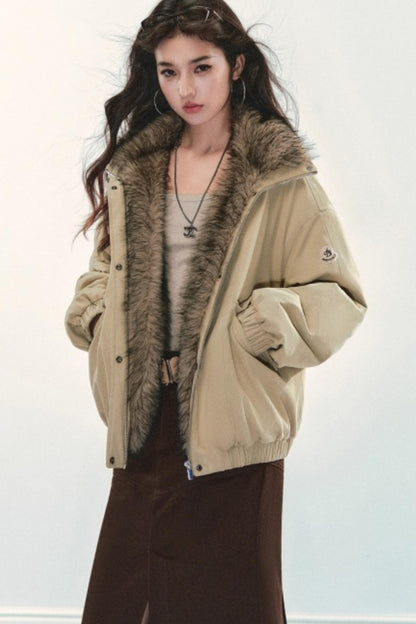 Retro Fur Collar Winter Coat