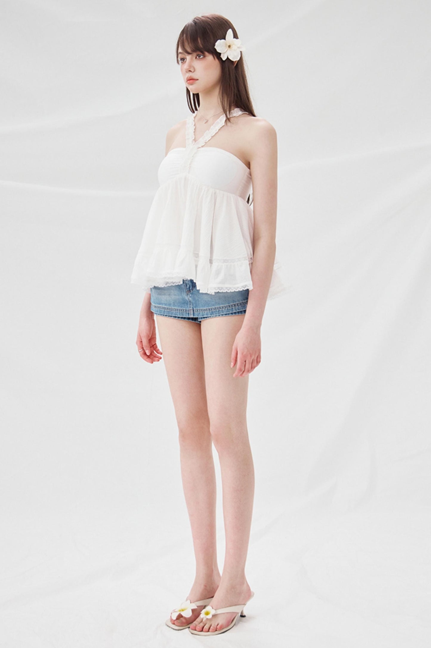 High-Waisted Denim A-Line Skirt