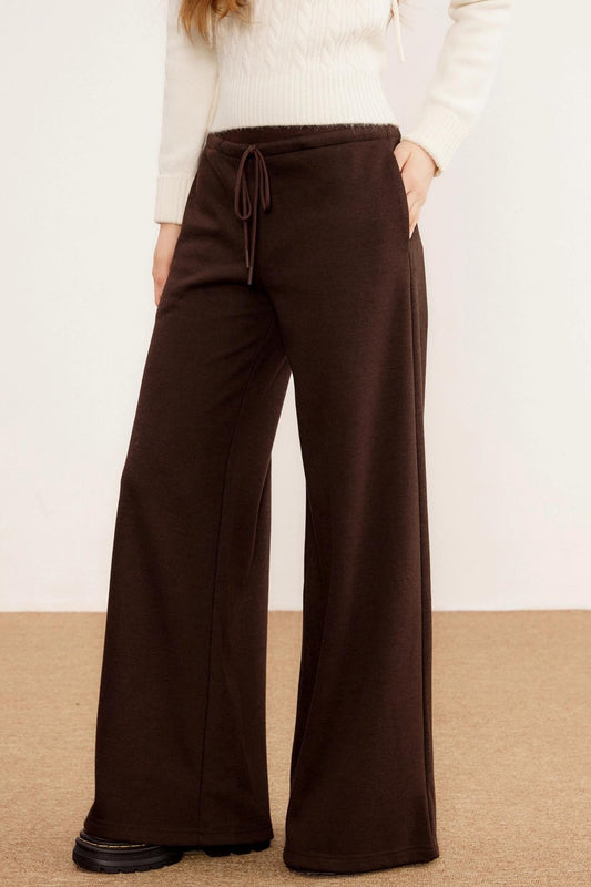 Wool Knit Wide-Leg Pants