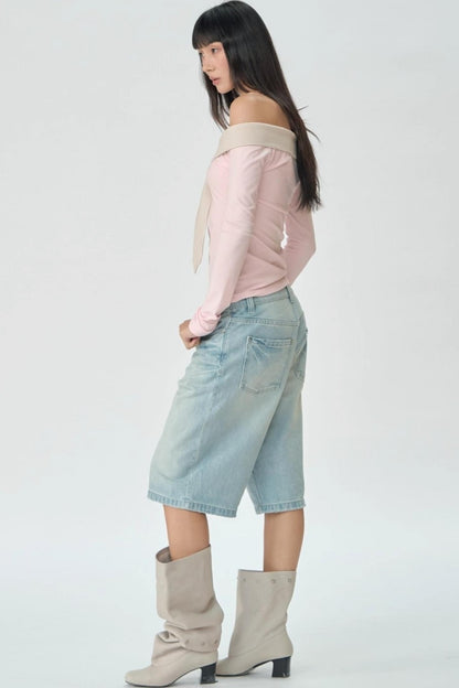 One-shoulder Striped Top