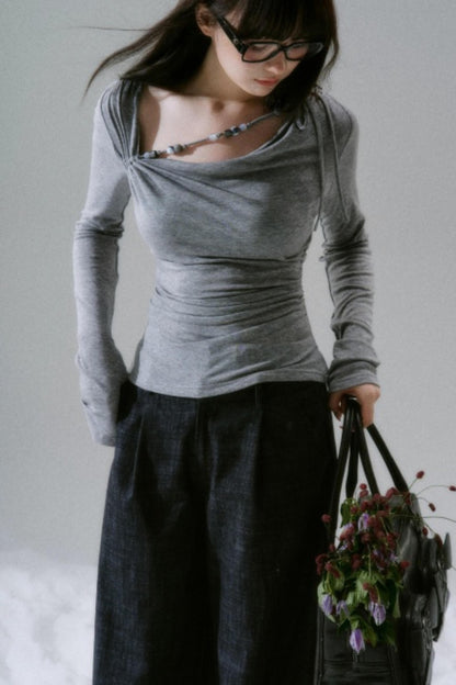 Lyocell Wool Beaded T-Shirt