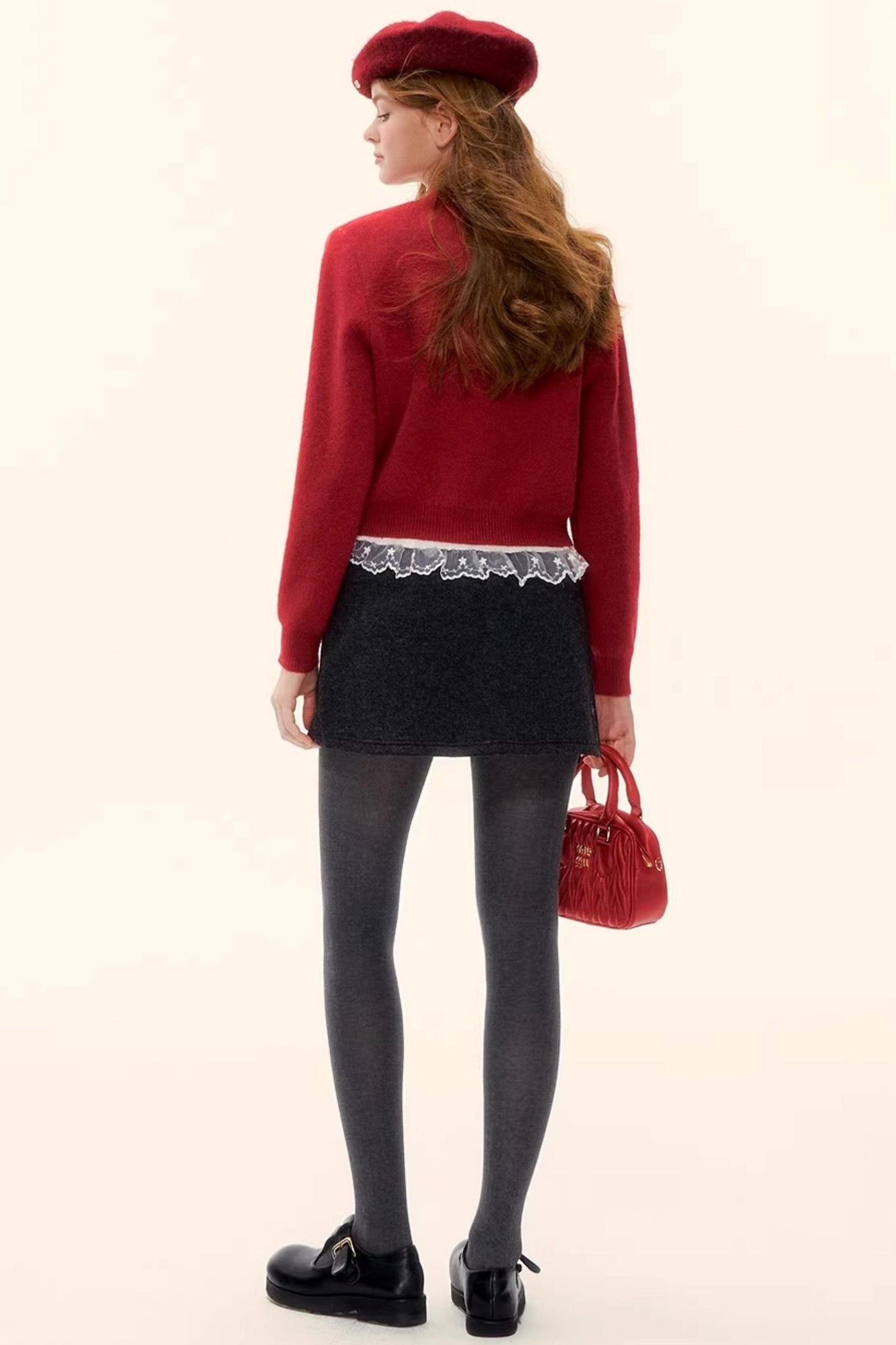 Bow Jacquard Cardigan Sweater