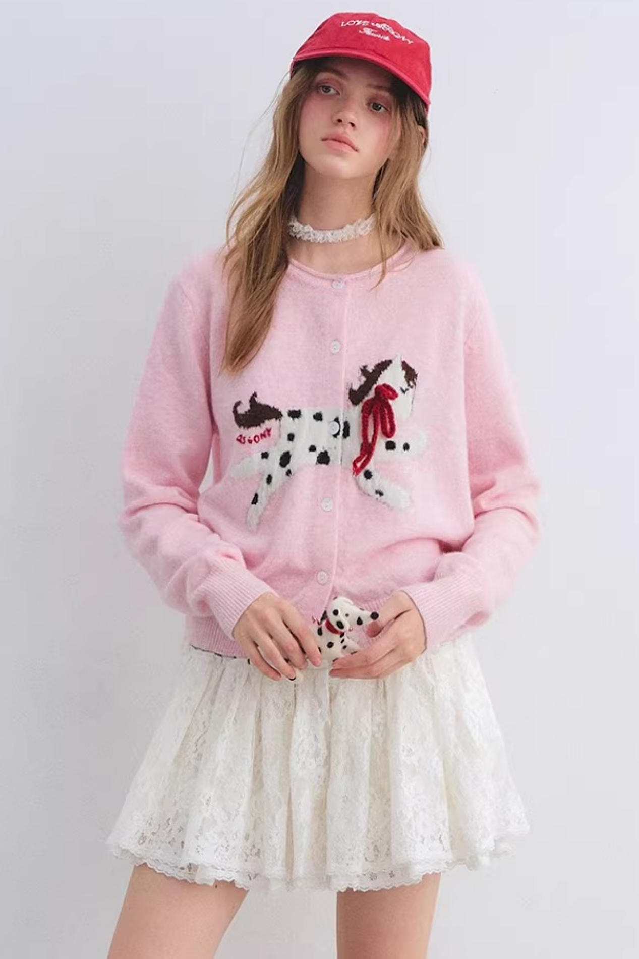 Jacquard Bow Wool Cardigan