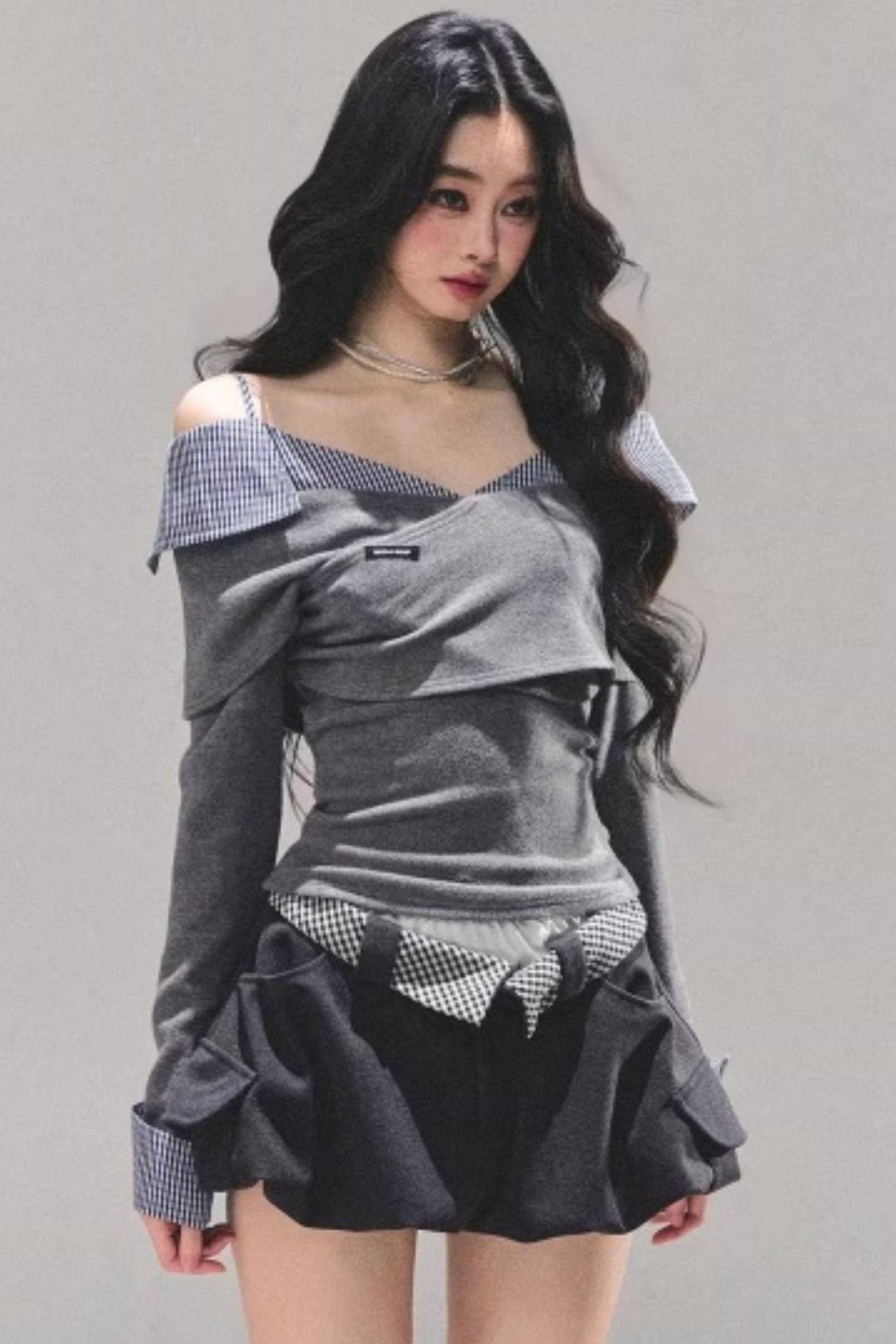 Plaid Floral A-Line Skirt