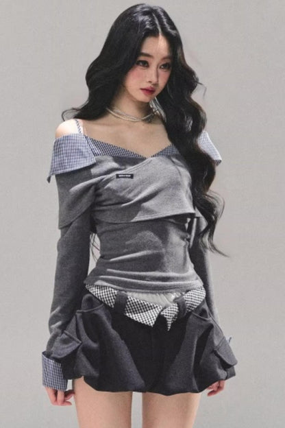 Plaid Floral A-Line Skirt