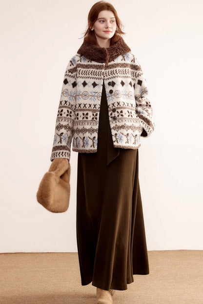 Fair Island Lamb Wool Hooded Coat