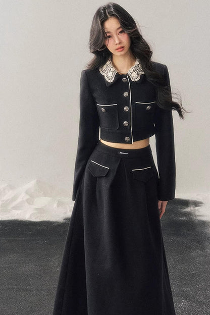 Whisper Lace Winter Suit Skirt Set-Up