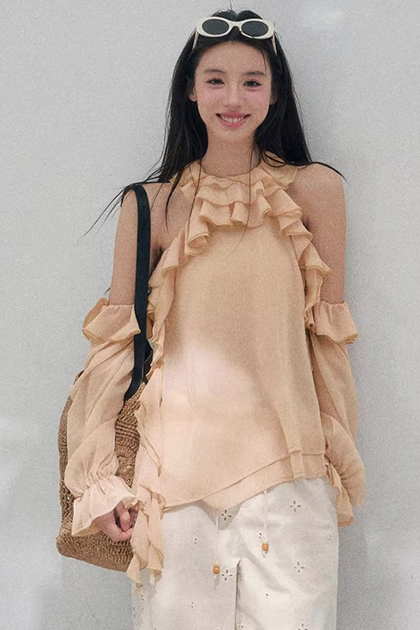 Ruffled Edge Off-Shoulder Top