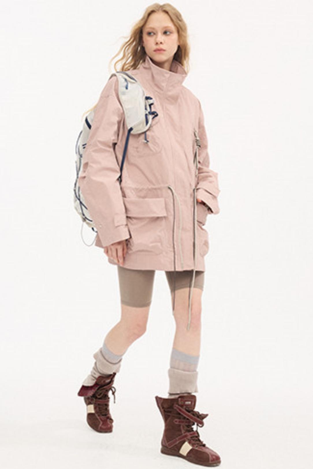 Twisted Pocket Stand Collar Jacket