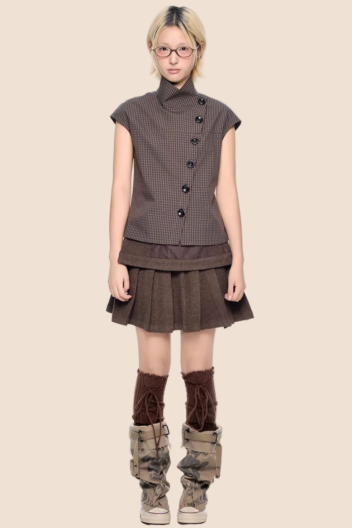 Retro kariertes Sommerbluse