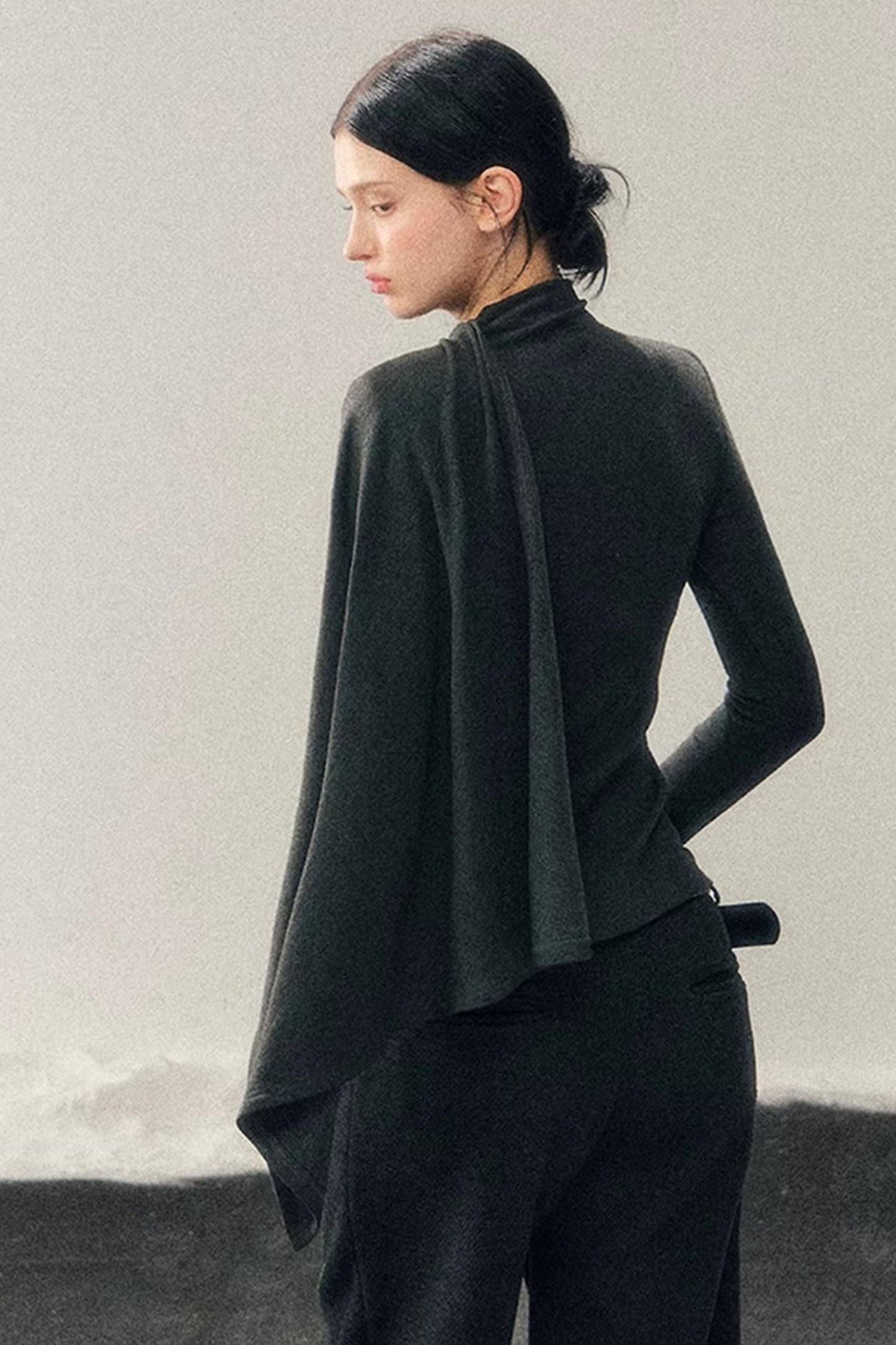 Irregular Waist-Cinching Winter Top