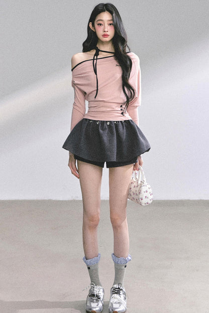 Korean Pink Halterneck Top