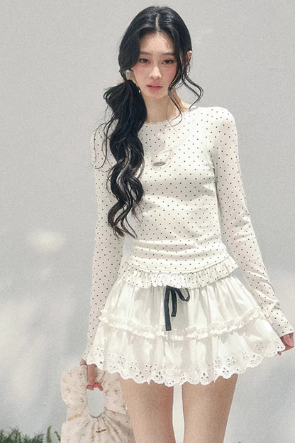 Polka Dot Two-Piece Blouse