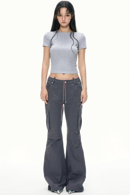 Retro Color-Block Flare Pants