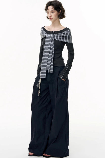 Off-the-Shoulder Striped Tops