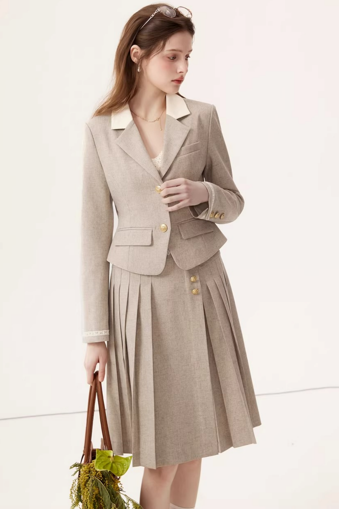 Color-Block Linen Skirt Set-Up