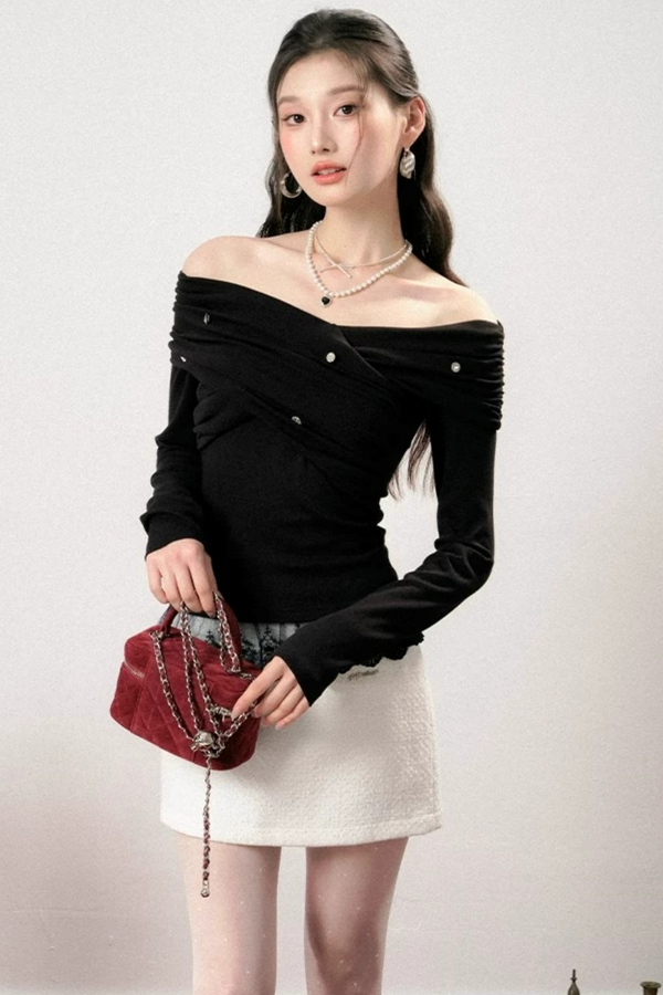Off-Shoulder Lace Asymmetrical Top