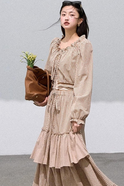 Preppy Cotton Strappy Cake Skirt Set-Up