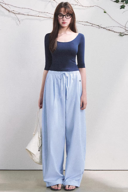 Pantaloni a Righe Color Bacca Chiaro