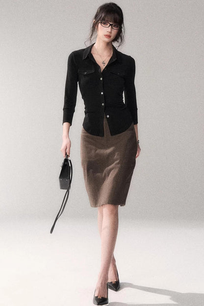 Gao Shu Stretchy Slim Shirt