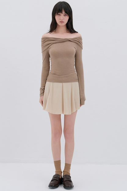 Glutinous Wool Blend One-Shoulder Top