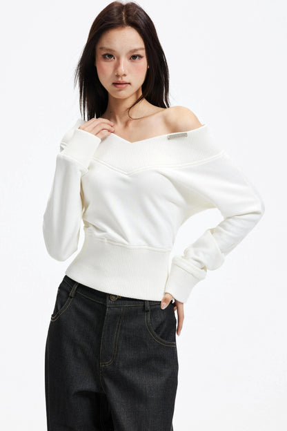 American Retro Off-Shoulder Sweater