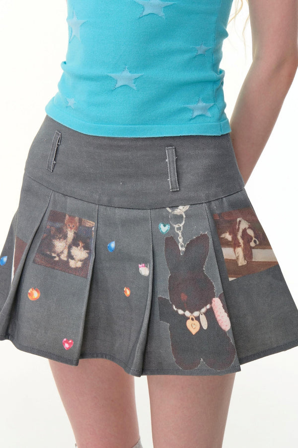 Animal Pleated Skirt