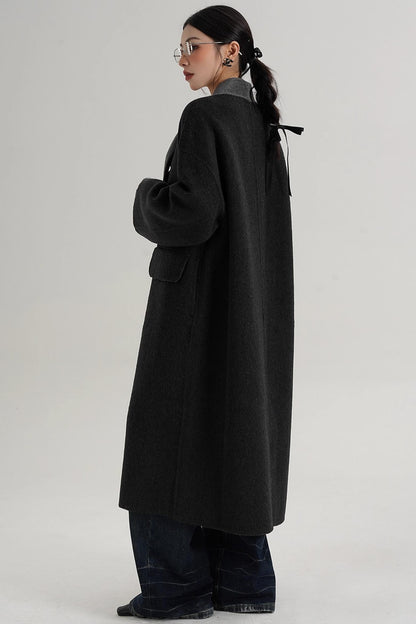 Reversible Contrast Wool Coat
