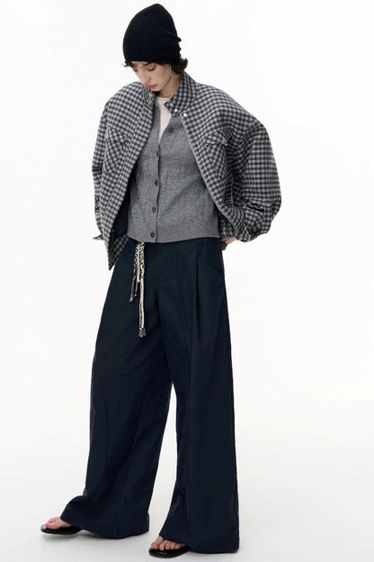 Gray Wool Knitted Cardigan