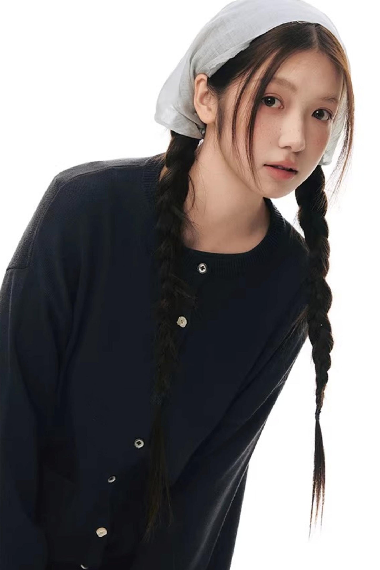 Elastic Knit Button Cardigan