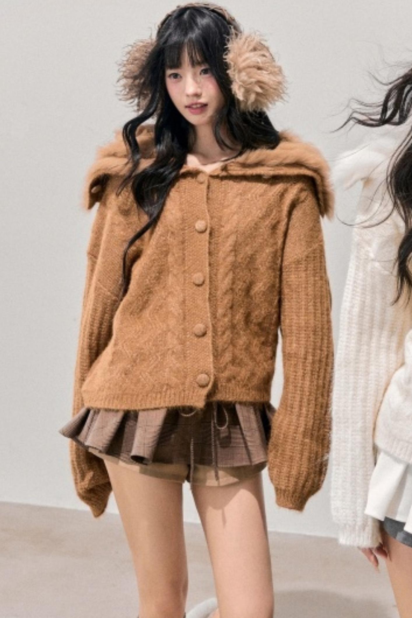 Fox Fur Knit Cardigan