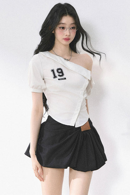 Pink Off Shoulder Stripe T-Shirt