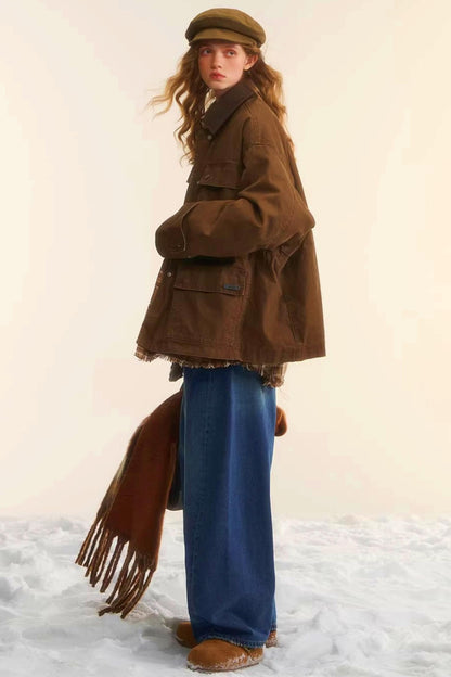 Brushed Distressed Retro Jeans