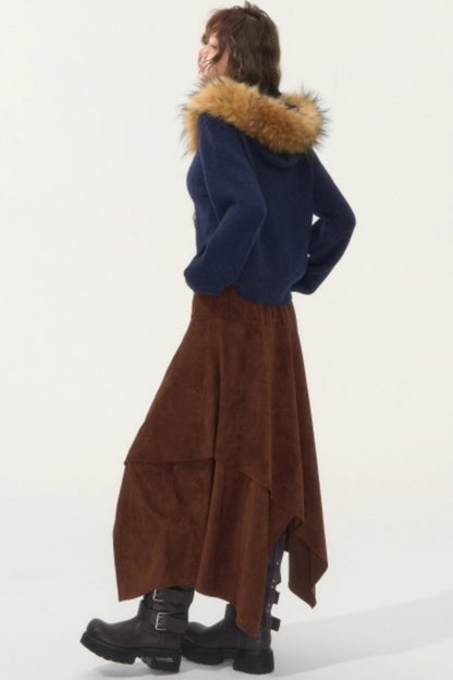 Detachable Fur Collar Cardigan