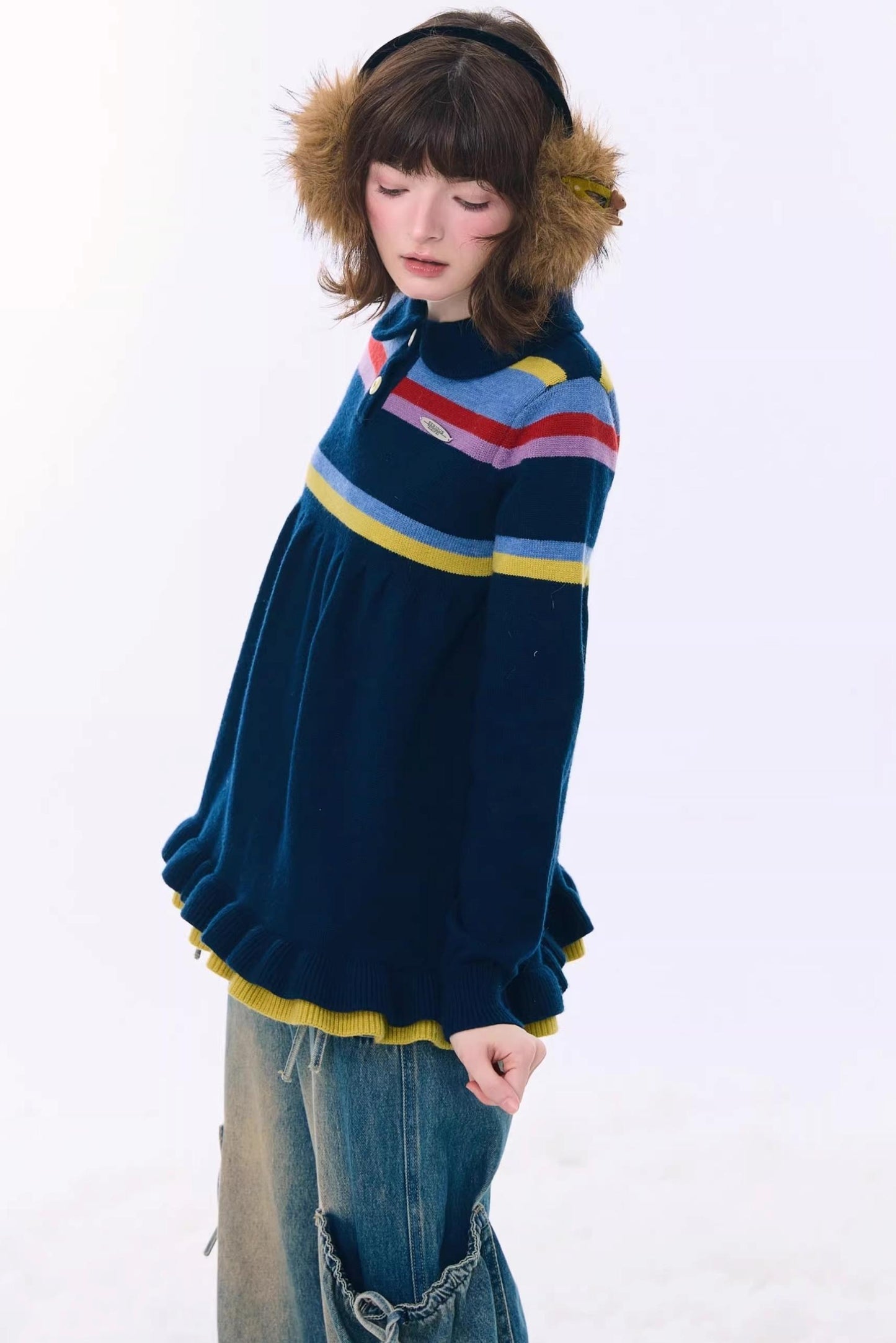 Retro Lace Collar Sweater