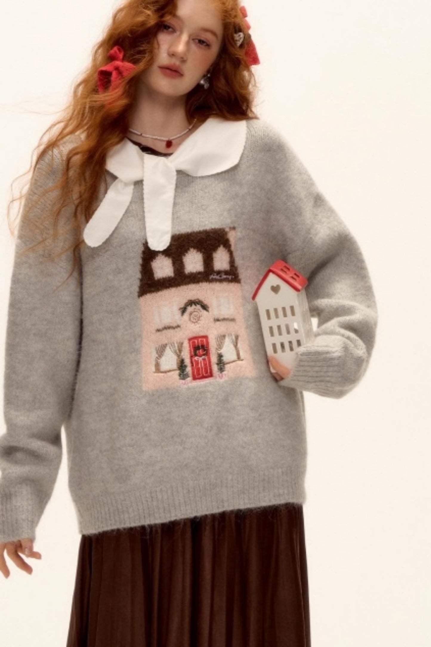 Jacquard Embroidered Wool Sweater