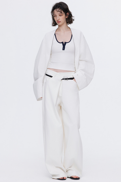 Simple Pleated Cocoon Coat