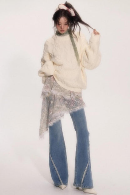 Embroidered Lace Ruffle Dress