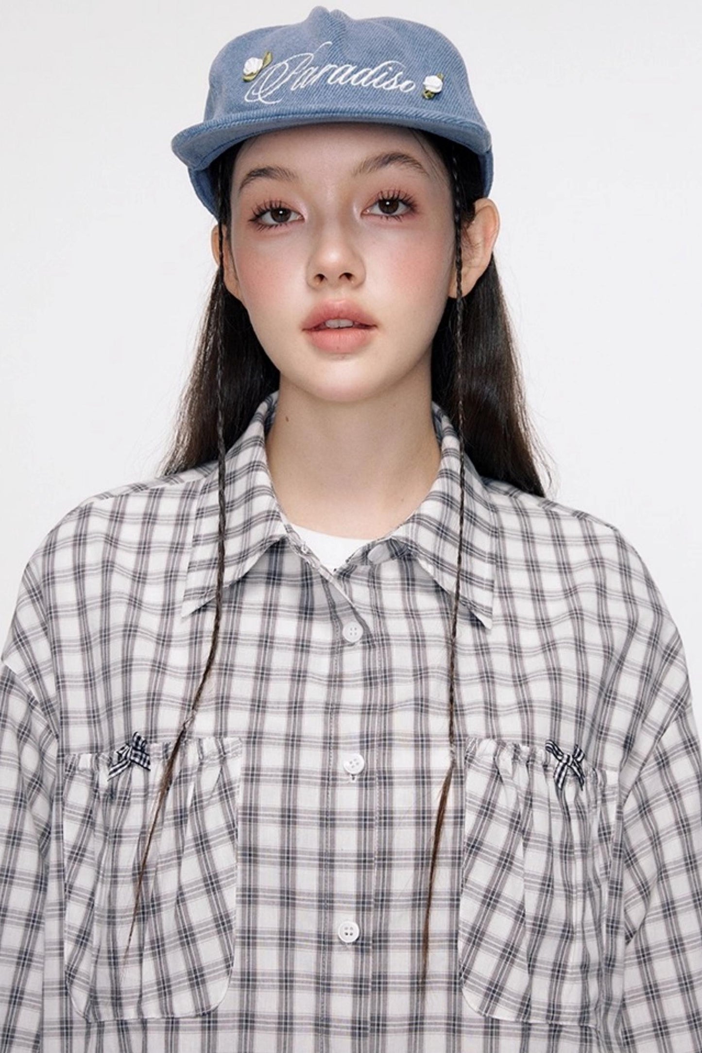 Vintage Bow Pocket Long-sleeved Shirt