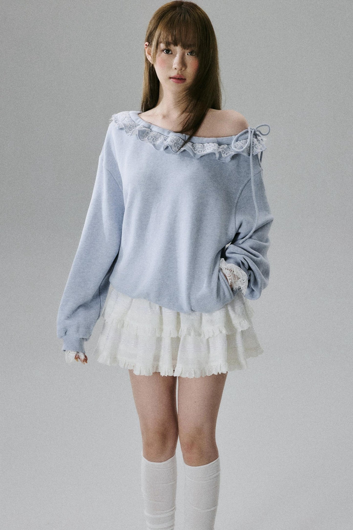 Lace-Trimmed Sweatshirt