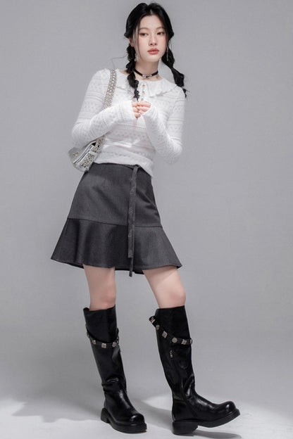 Morning Gray Hooded Jacket & Skirt Set