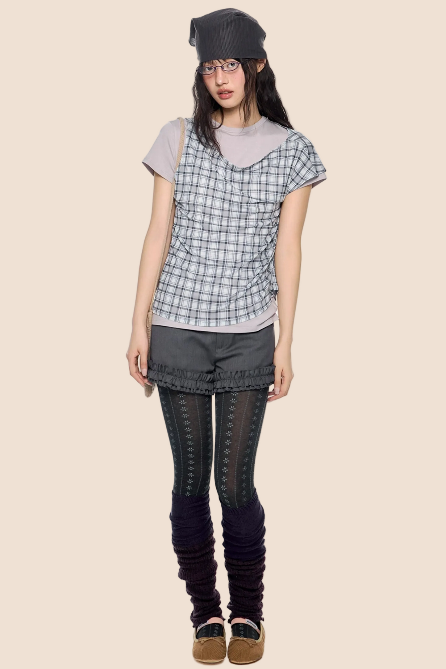 Plaid Layered Retro Top Set