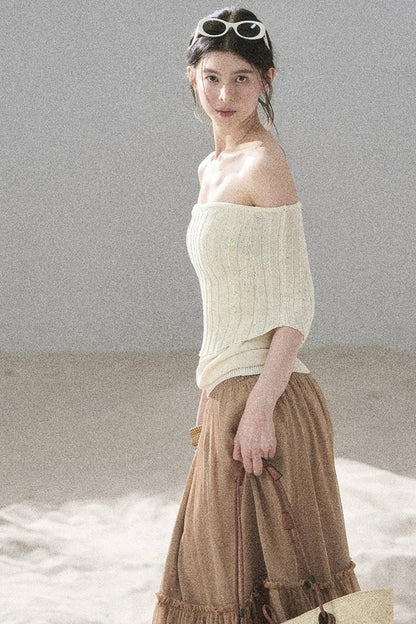 Youthful Off-Shoulder Knit Top