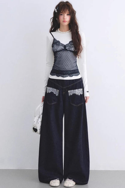 Lace Spliced Vintage Top