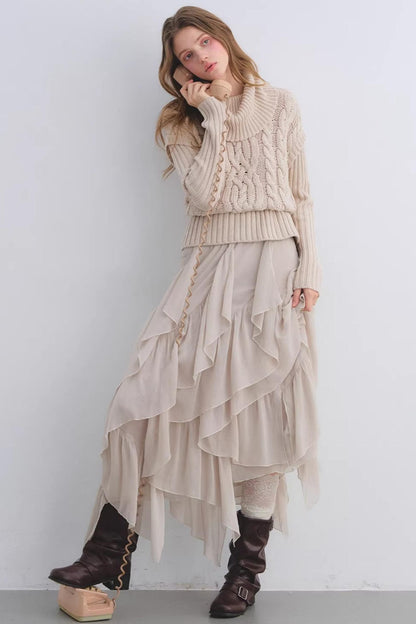 Elastic Chiffon Draping Skirt
